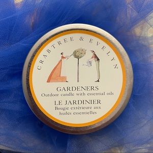 Crabtree & Evelyn Gardners outdoor candle with essential oils.